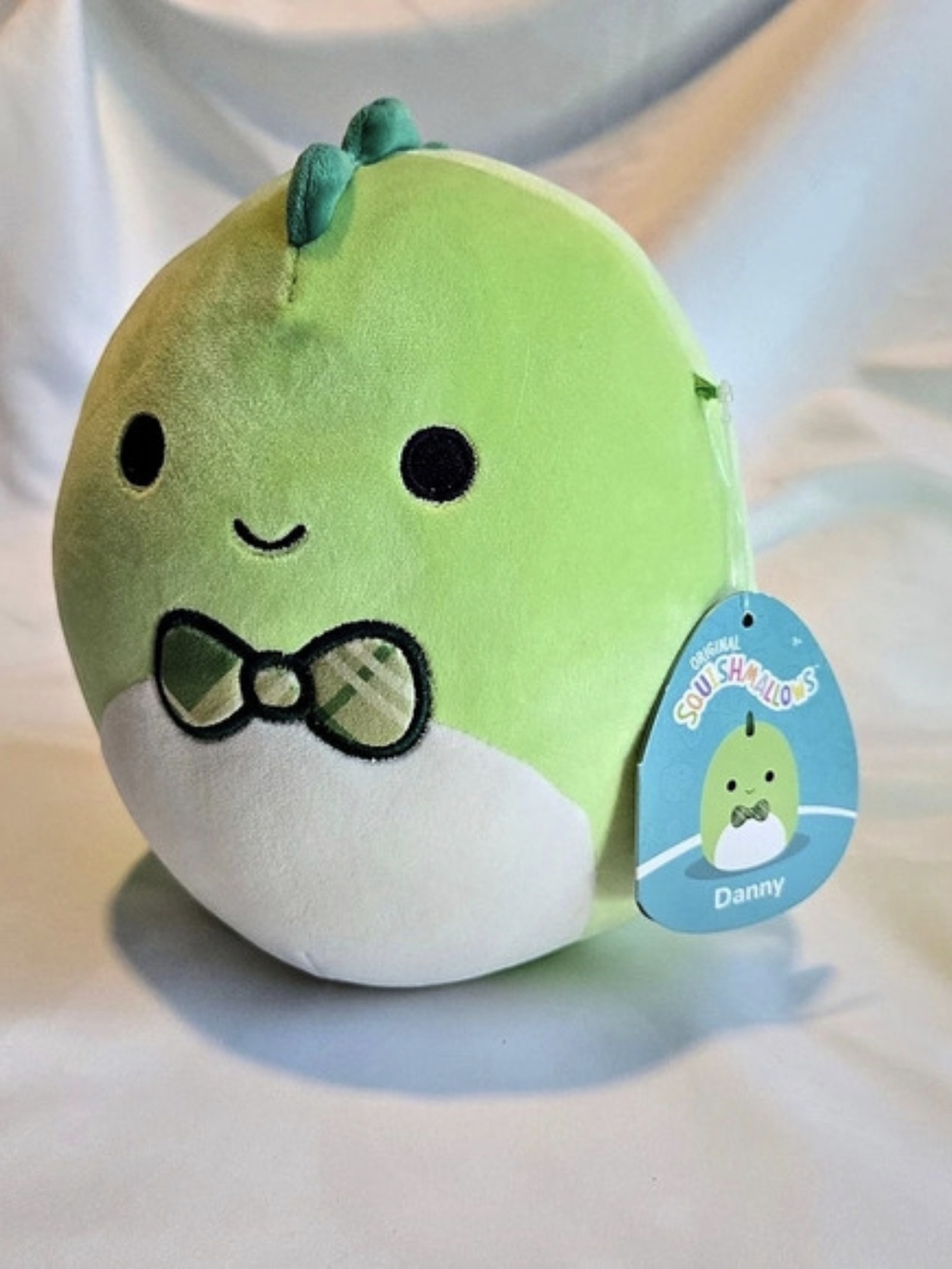 Original Squishmallows Danny the Green Dinosaur Plush New with Tag 8" Bow Tie